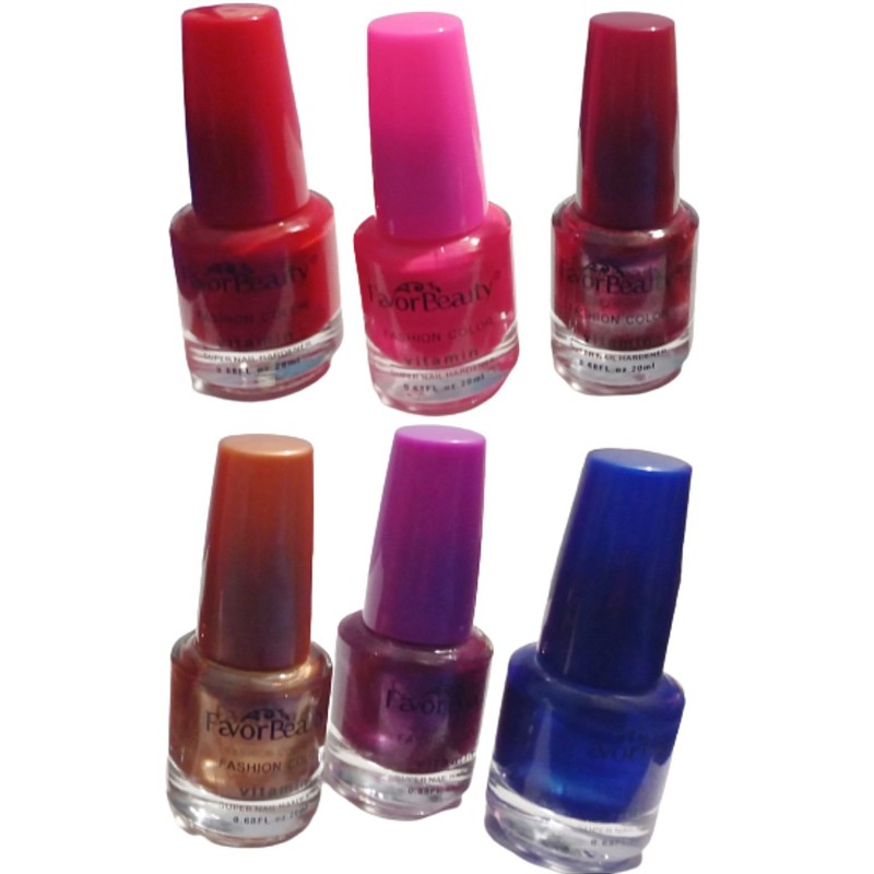 6pc Assorted Colour Nail Polish Set