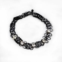 Black Tattoo Choker with Rhinestones