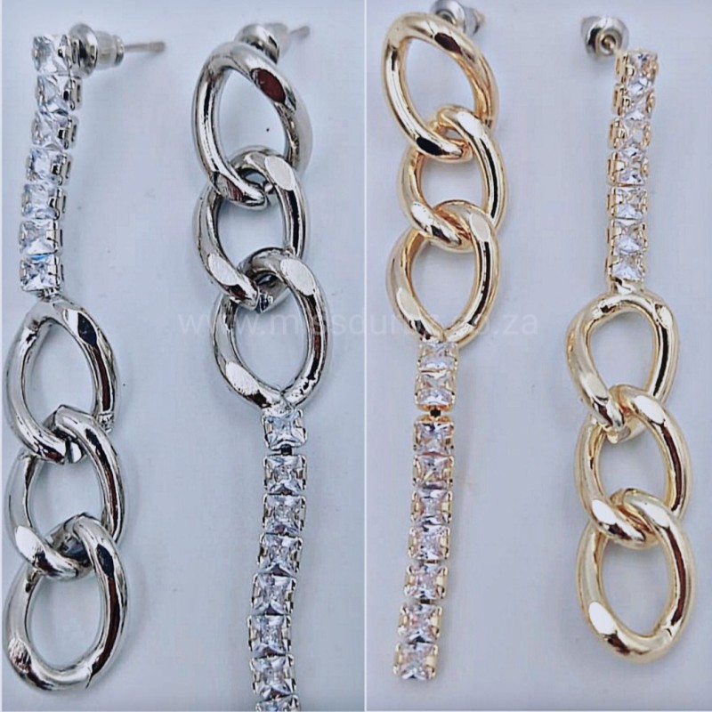 Diamante Chain Drop Earrings