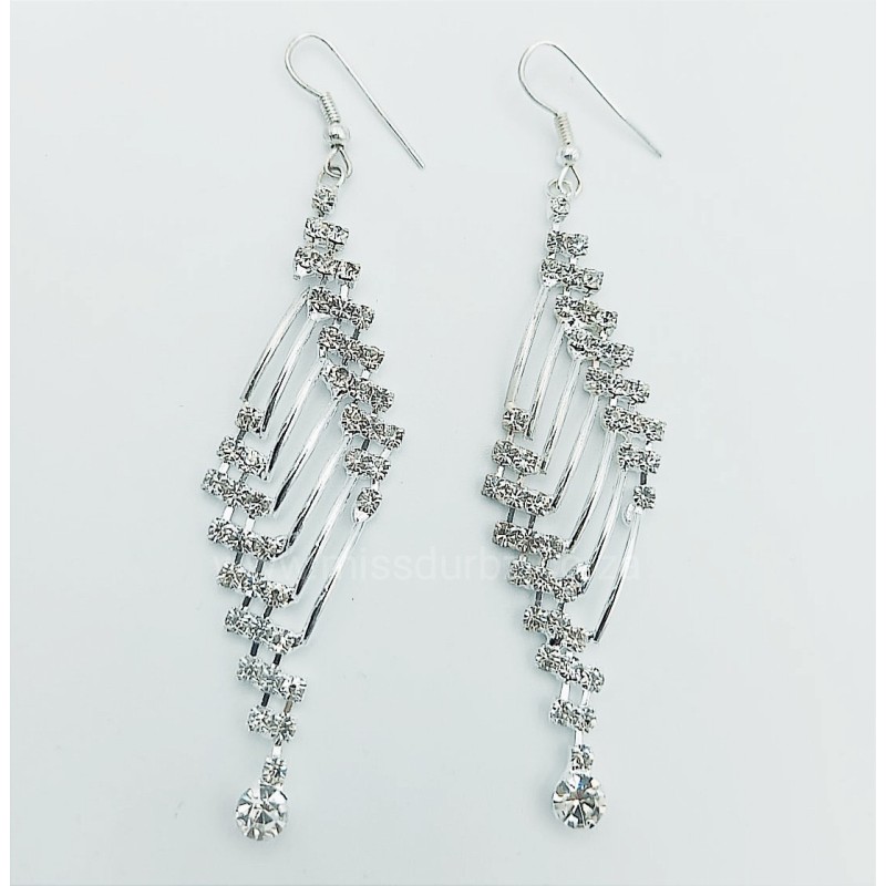 Silver Diamante Drop Earrings