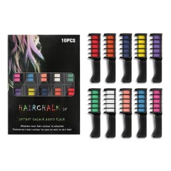 10 Colour Hair Chalk Comb Set