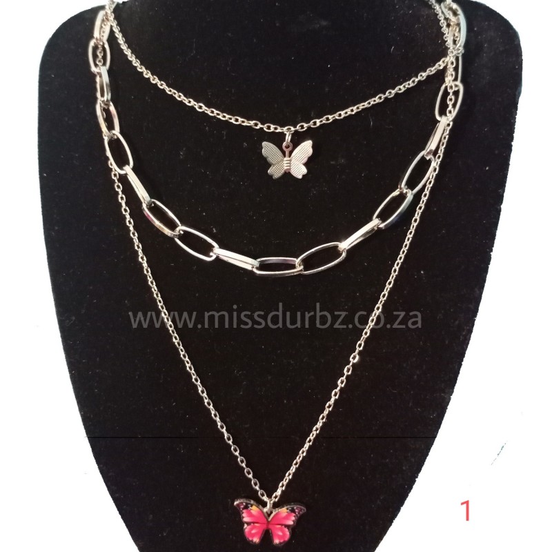 Butterfly Pendant Layered Necklace