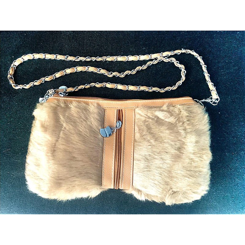 Tan Faux Fur Fluffy Bag