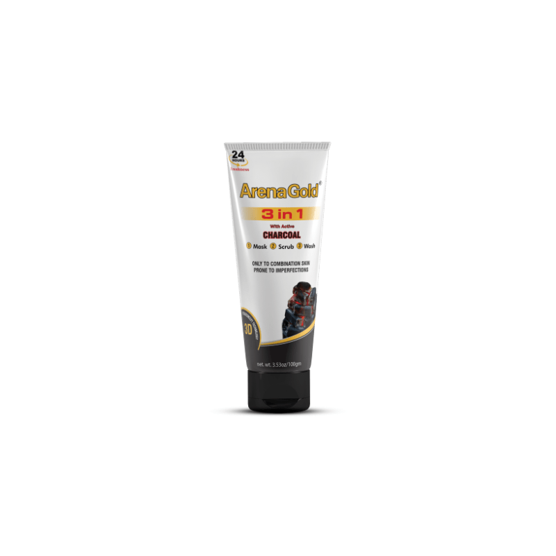 Arena Gold 3 in 1 Wash Scrub Mask With Active Charcoal