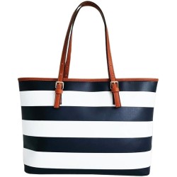 Designer Striped Tote Bag