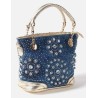 Designer Blue Denim Crystal Rhinestone Handbag