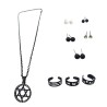 Earrings, Rings and Necklace Jewellery Set - Black