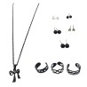 Earrings, Rings and Necklace Jewellery Set - Black