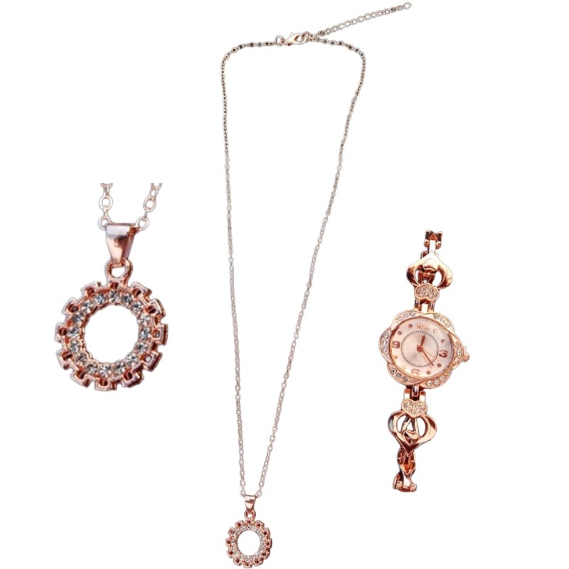 Rose Gold Watch and Chain Set