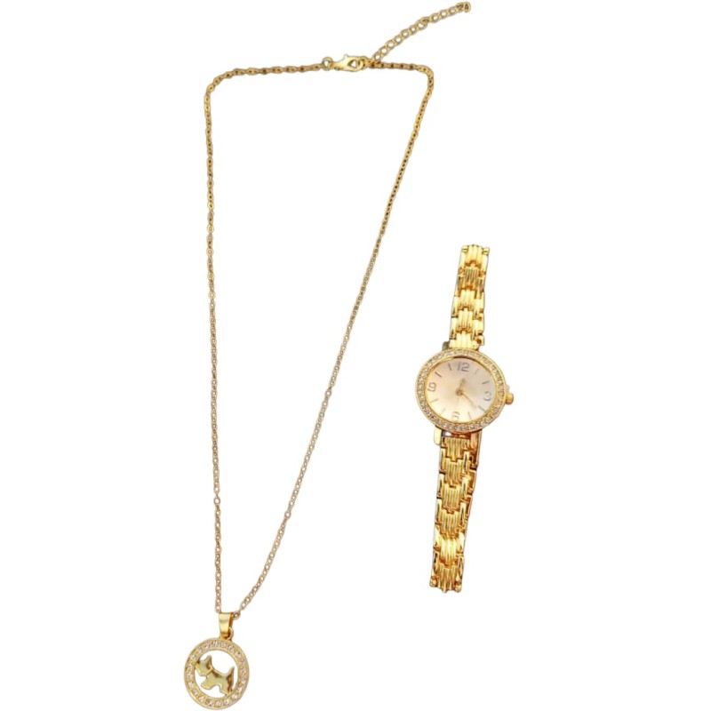Gold Watch and Chain Set
