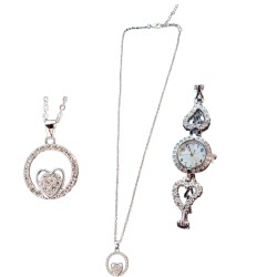 Silver Watch and Chain Set