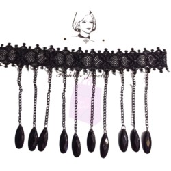 Black Lace Choker with Beads