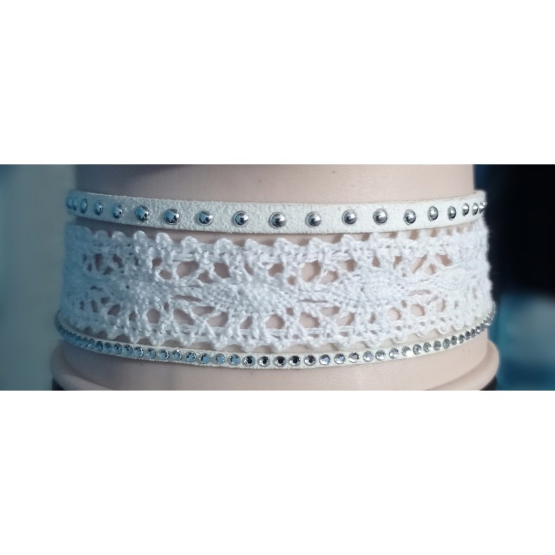 White Lace Studded Choker Necklace