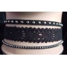 Black Lace Faux Suede Studded Choker Necklace