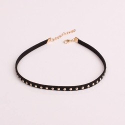 Black Faux Suede Studded Choker Necklace