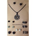 Earrings, Rings and Necklace Jewellery Set - Black